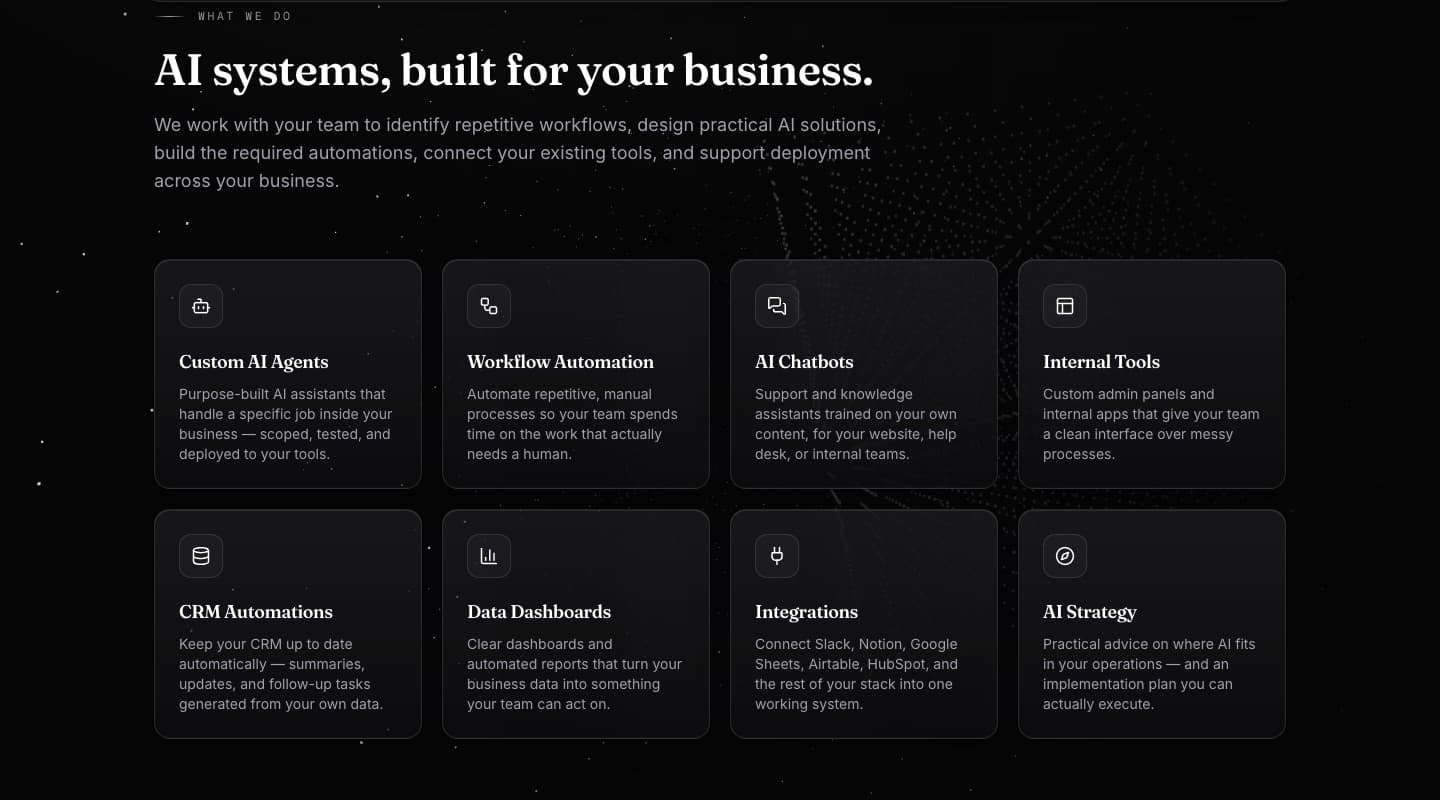 Lumo Labs services: eight service cards